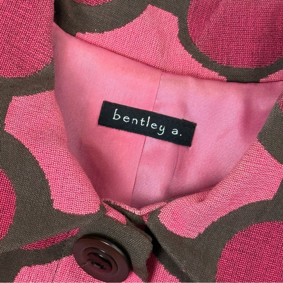 Vintage Bentley A. Retro Mod Pink Geometric Polka Dot Button Up Coat Small - Picture 12 of 16